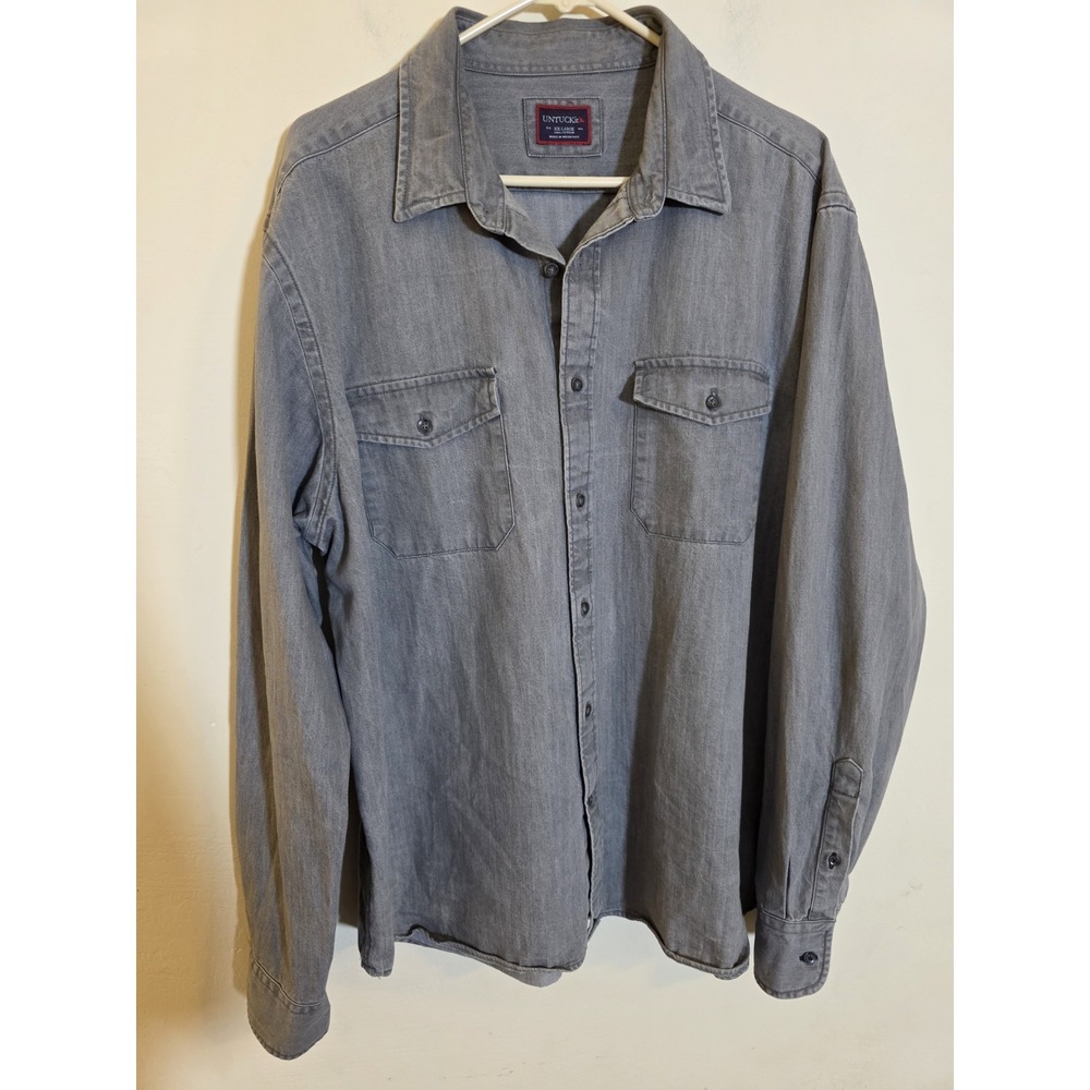 UNTUCKit S Men's XXL Gray‎ Cotton Slim Fit Button Up Long Sleeve Casual Shirt